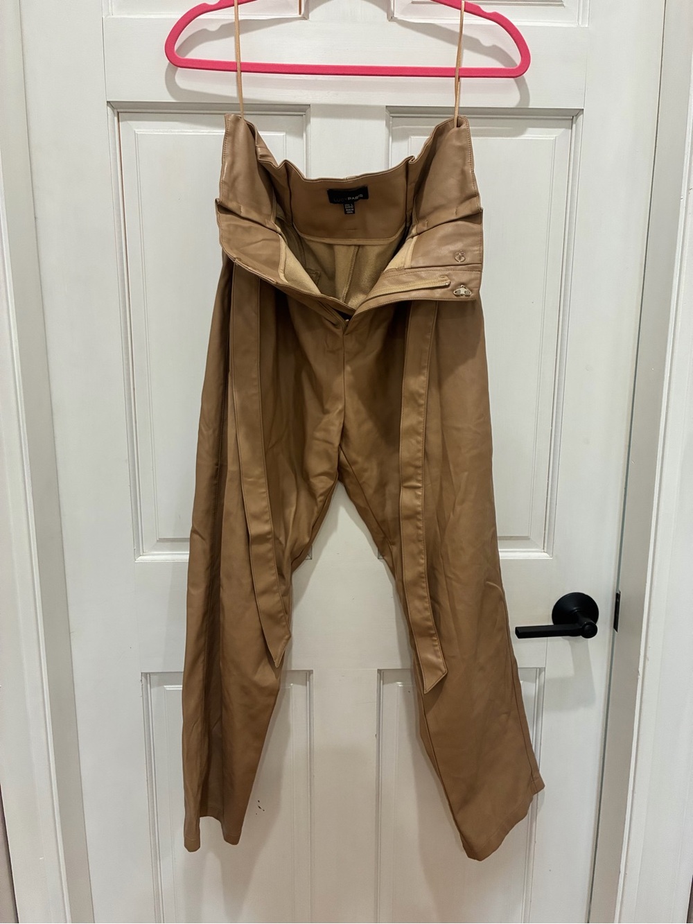 Faux Leather Women’s Pants - Tan
